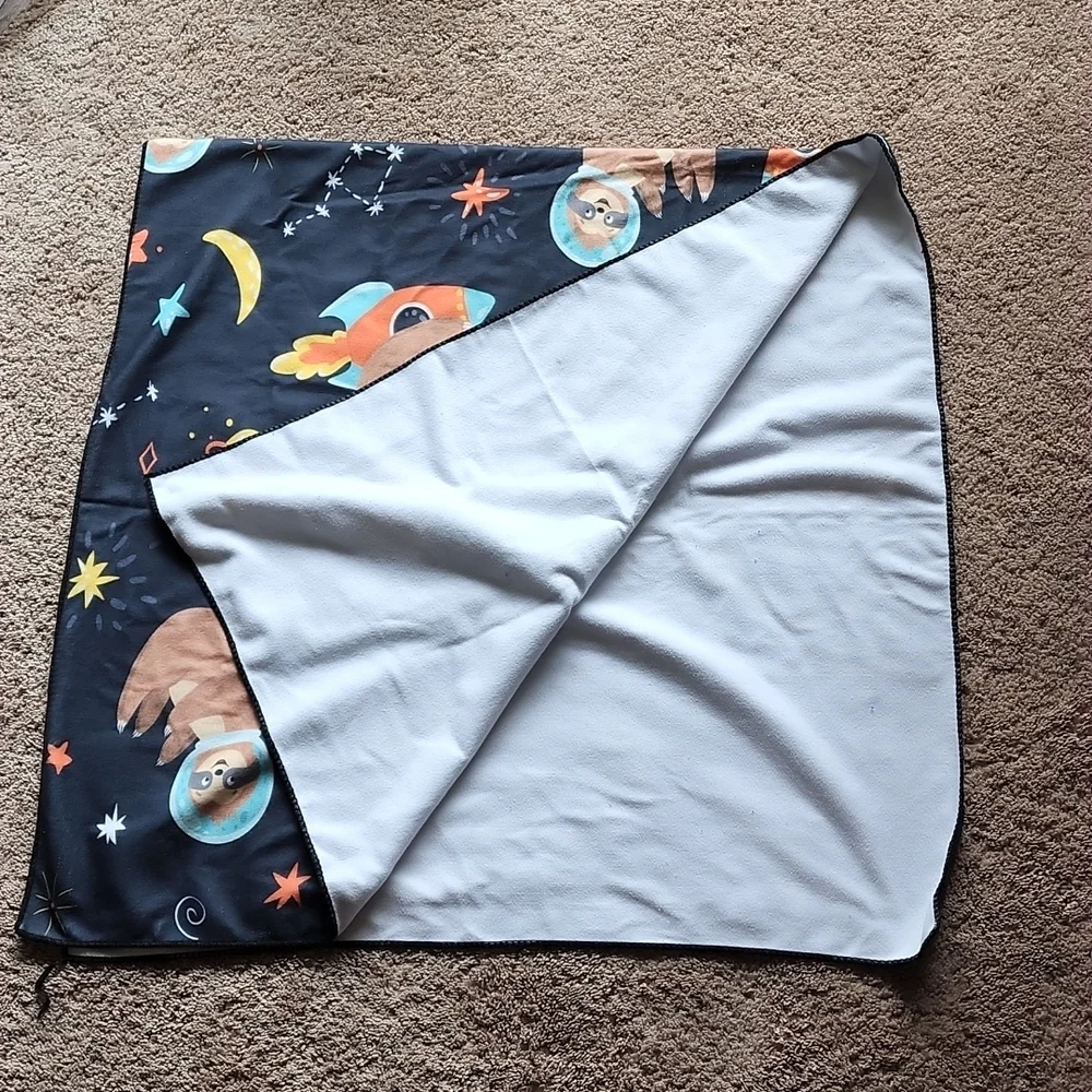 Cute kids space sloth beach towel blanket